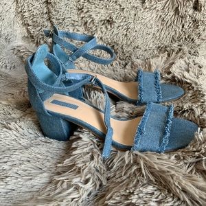 Textured Denim Pumps